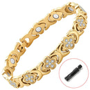 Gold New Fashion Lightweight Luxury Four - Leaf Clover Diamond Inlaid Bracelet - Alloy Magnetic Watch Band Style Bracelet for Women + Free Disassembly Tool - RnR Galore