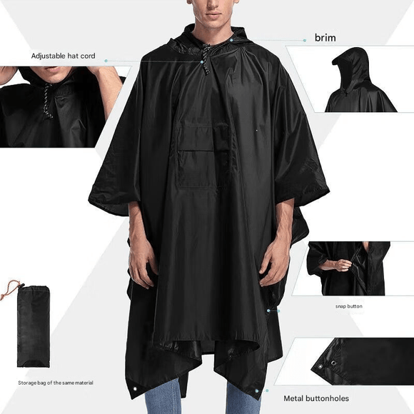 Green 3 - in - 1 Multifunctional Outdoor Rain Poncho - Ground Mat & Shelter - Lightweight & Waterproof for Hiking & Camping - RnR Galore