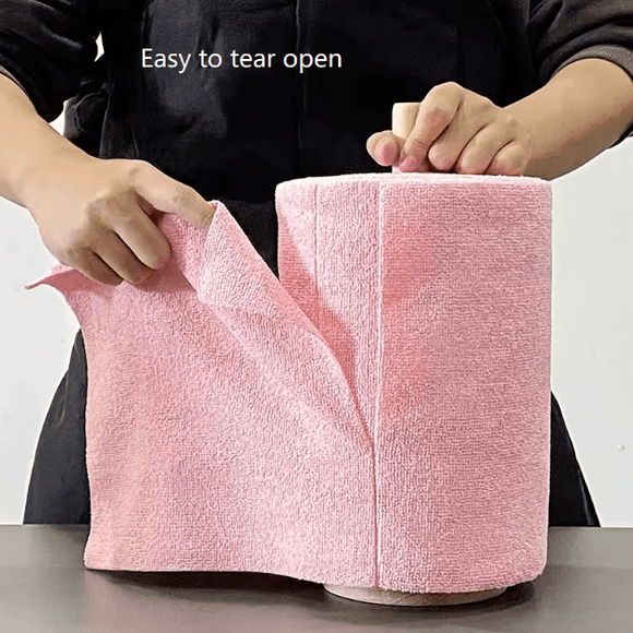 Green 4 - Roll Pack, 80 Sheets Reusable Tear - Off Microfiber Cleaning Cloths - Non - Stick Oil & Absorbent Kitchen Wipes - RnR Galore