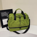 Green and Black Large Capacity Travel Bag with Wet/Dry Separation - Canvas + Polyester, Lightweight Handbag for Short Trips and Fitness, Fits on Luggage - RnR Galore
