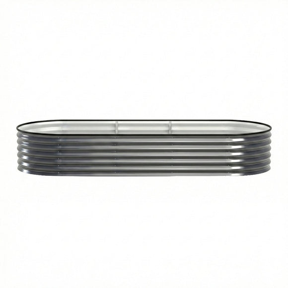 Green Fingers 3 Pcs Raised Garden Bed Kit Oval Galvanized Steel Planter Boxes 240x80x42cm, Heavy Duty Metal Elevated Garden Bed for Vegetables Flowers Herbs, with Safety Edging, Gloves & Pegs Included - RnR Galore