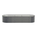 Green Fingers 3 Pcs Raised Garden Bed Kit Oval Galvanized Steel Planter Boxes 240x80x56cm, Heavy Duty Metal Elevated Garden Bed for Vegetables Flowers Herbs, with Safety Edging, Gloves & Pegs Included - RnR Galore
