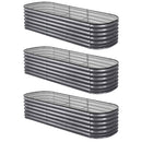 Green Fingers 3 Pcs Raised Garden Bed Kit Oval Galvanized Steel Planter Boxes 240x80x56cm, Heavy Duty Metal Elevated Garden Bed for Vegetables Flowers Herbs, with Safety Edging, Gloves & Pegs Included - RnR Galore