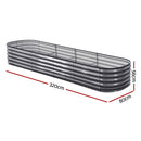 Green Fingers 3 Pcs Raised Garden Bed Kit Oval Galvanized Steel Planter Boxes 320x80x42cm, Heavy Duty Metal Elevated Garden Bed for Vegetables Flowers Herbs, with Safety Edging, Gloves & Pegs Included - RnR Galore