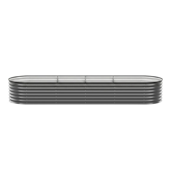 Green Fingers 3 Pcs Raised Garden Bed Kit Oval Galvanized Steel Planter Boxes 320x80x56cm, Heavy Duty Metal Elevated Garden Bed for Vegetables Flowers Herbs, with Safety Edging, Gloves & Pegs Included - RnR Galore