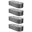 Green Fingers 4 Pcs Raised Garden Bed Kit Oval Galvanized Steel Planter Boxes 160x80x42cm, Heavy Duty Metal Elevated Garden Bed for Vegetables Flowers Herbs, with Safety Edging, Gloves & Pegs Included - RnR Galore