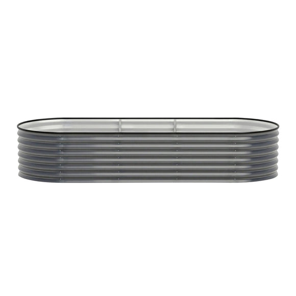 Green Fingers 4 Pcs Raised Garden Bed Kit Oval Galvanized Steel Planter Boxes 240x80x56cm, Heavy Duty Metal Elevated Garden Bed for Vegetables Flowers Herbs, with Safety Edging, Gloves & Pegs Included - RnR Galore