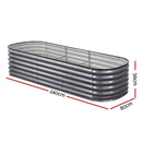 Green Fingers 4 Pcs Raised Garden Bed Kit Oval Galvanized Steel Planter Boxes 240x80x56cm, Heavy Duty Metal Elevated Garden Bed for Vegetables Flowers Herbs, with Safety Edging, Gloves & Pegs Included - RnR Galore