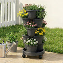 Green Fingers 5 Tier Vertical Garden Planter, Stackable Planters with 4 Wheels, Black, Raised Garden Bed, Garden Tower Indoor Outdoor, Auto Drainage System, for Strawberries, Herbs, Flower, Vegetables - RnR Galore
