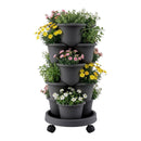 Green Fingers 5 Tier Vertical Garden Planter, Stackable Planters with 4 Wheels, Black, Raised Garden Bed, Garden Tower Indoor Outdoor, Auto Drainage System, for Strawberries, Herbs, Flower, Vegetables - RnR Galore
