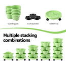 Green Fingers 5 Tier Vertical Garden Planter, Stackable Planters with Wheels, Light Green, Garden Bed, Garden Tower Indoor Outdoor, Auto Drainage System, for Strawberries, Herbs, Flowers, Vegetables - RnR Galore