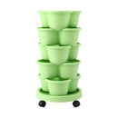 Green Fingers 5 Tier Vertical Garden Planter, Stackable Planters with Wheels, Light Green, Garden Bed, Garden Tower Indoor Outdoor, Auto Drainage System, for Strawberries, Herbs, Flowers, Vegetables - RnR Galore