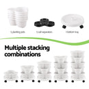 Green Fingers 5 Tier Vertical Garden Planter, Stackable Planters with Wheels, White, Garden Bed, Garden Tower Indoor Outdoor, Auto Drainage System, for Strawberries, Herbs, Flowers, Vegetables - RnR Galore