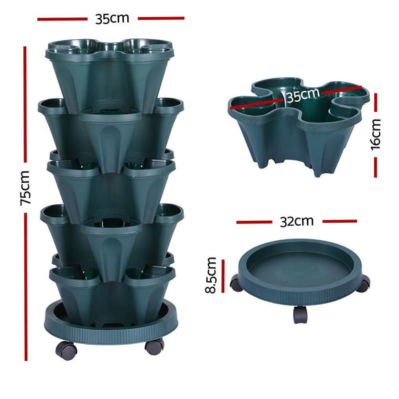 Green Fingers Garden Bed 5 Tier Vertical Garden Strawberry Stackable Planters Herbs Petunias - RnR Galore