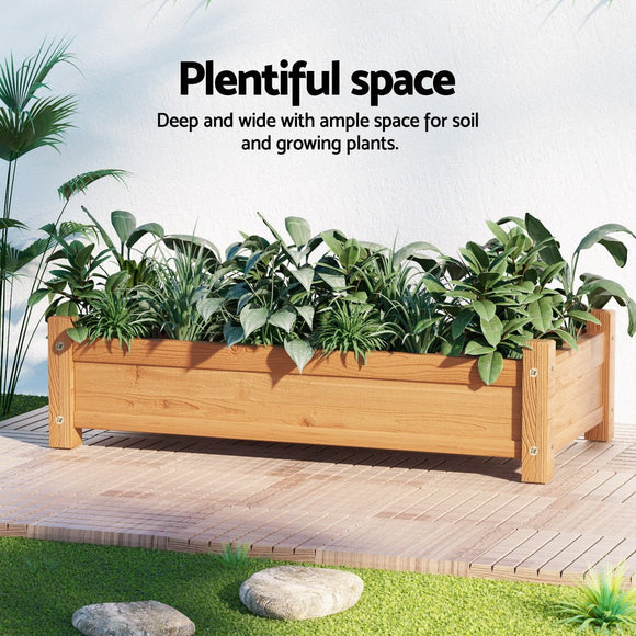 Green Fingers Garden Bed 65x33x16cm Wooden Planter Box Raised Container Growing - RnR Galore