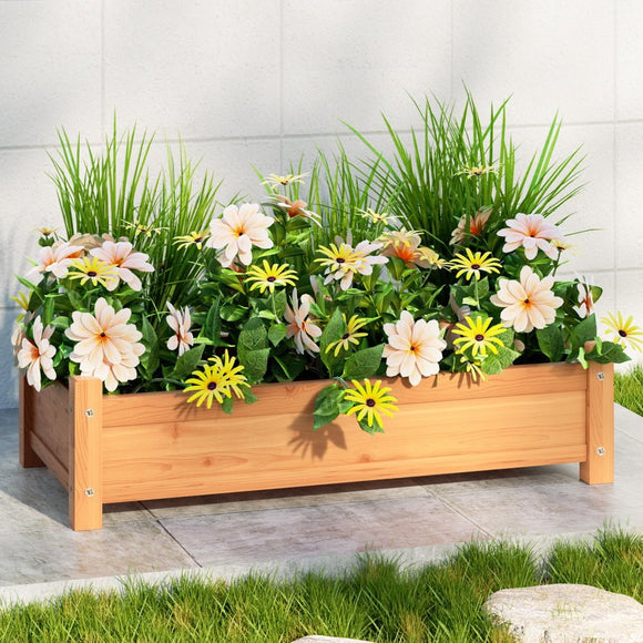 Green Fingers Garden Bed 65x33x16cm Wooden Planter Box Raised Container Growing - RnR Galore