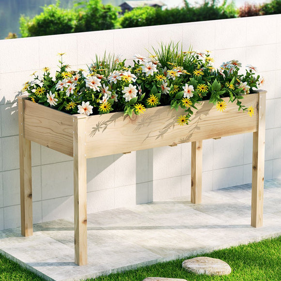 Green Fingers Garden Bed Elevated 120x60x80cm Wooden Planter Box Raised Container - RnR Galore