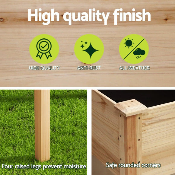 Green Fingers Garden Bed Elevated 120x60x80cm Wooden Planter Box Raised Container - RnR Galore