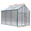 Green Fingers Greenhouse 1.9x1.9x1.83M Aluminium Polycarbonate Green House Garden Shed - RnR Galore