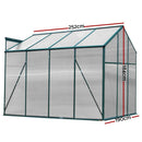 Green Fingers Greenhouse 2.52x1.9x1.83M Aluminium Polycarbonate Green House Garden Shed - RnR Galore