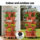 Green Fingers Raised Garden Bed 5 Tier Vertical Garden Brick Red Strawberry Stackable Planters Herbs Petunias - RnR Galore