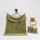 Green Kapybara - 2 - in - 1 Foldable Car Pillow Blanket - Cozy 40x40cm Pillow, Unfolds to 100x150cm Blanket for Travel and Office Naps - RnR Galore