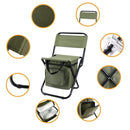 Green Portable 3 - in - 1 Folding Camping Chair with Storage Bag, Backrest, and Insulated Cooler for Outdoor Fishing, Hiking, and Picnics - RnR Galore