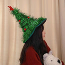 Green Sparkly Tinsel Christmas Tree Hat - Festive Holiday Party Headwear for Adults & Kids - RnR Galore