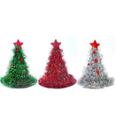 Green Sparkly Tinsel Christmas Tree Hat - Festive Holiday Party Headwear for Adults & Kids - RnR Galore