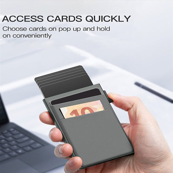 Green Ultra - Slim RFID Blocking Pop - Up Wallet - Automatic Card Holder with Metal Case & Secure Screw Base - RnR Galore