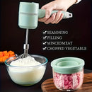 Green Wireless charging handheld mixer, 30W with three - speed settings. Dual whisk heads designed for whipping eggs, cream, and batter. Suitable for both kitchen and outdoor use, also an ideal gift. - RnR Galore