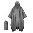 Grey 3 - in - 1 Multifunctional Outdoor Rain Poncho - Ground Mat & Shelter - Lightweight & Waterproof for Hiking & Camping - RnR Galore