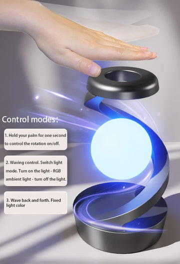 Grey 360° Rotating Floating Night Light | 7 - Color RGB Atmosphere Light | USB Rechargeable for Bedroom, Bedside, Desk, Camping, and Party Décor - RnR Galore