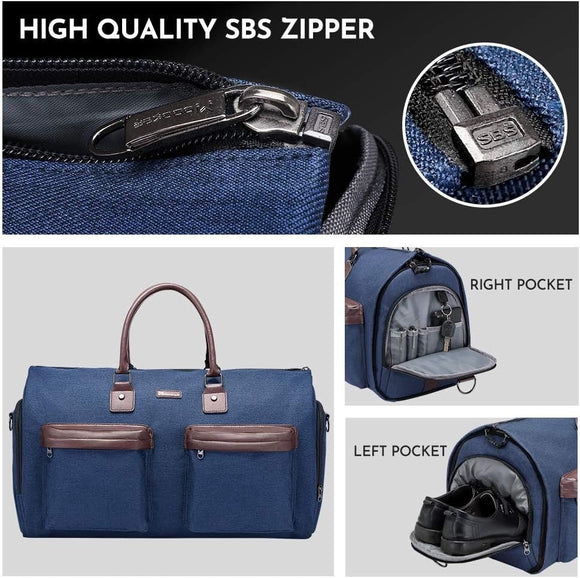 Grey 45L Garment Duffel Bag - Men's Travel Suit Bag - Carry On Weekender - RnR Galore