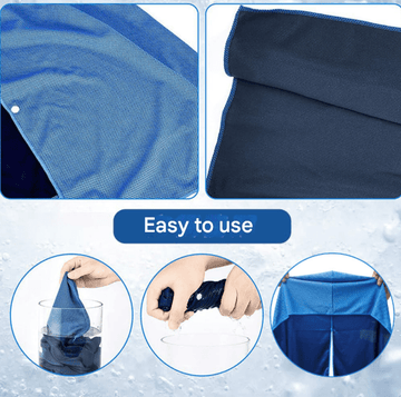 Grey 5 - Pack Instant Cooling Towel Set - UPF Sun Protection Hooded Ice Towels for Sports & Outdoor Activities - RnR Galore