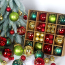Grey and champagne gold 44 - Piece Assorted Christmas Baubles Set with Elegant Designs in Wooden Gift Box - 3 - 6cm Decorative Ornaments for Tree, Home & Holiday Display - RnR Galore
