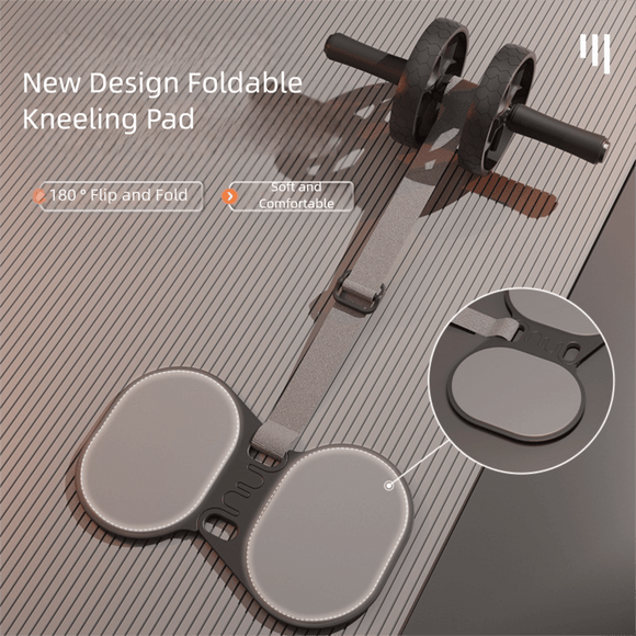 Grey Assisted Rebound Ab Roller with Foldable Knee Pad - Dual Wheel Core Trainer for Home Gym - RnR Galore