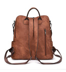 Grey Chic Women's PU Leather Convertible Backpack - Anti - Theft Design, Multi - Pocket Shoulder Bag with Tassel - RnR Galore
