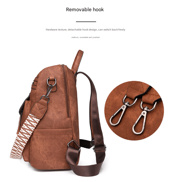 Grey Chic Women's PU Leather Convertible Backpack - Anti - Theft Design, Multi - Pocket Shoulder Bag with Tassel - RnR Galore