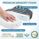 Grey Ergonomic Memory Foam U - Shaped Seat Cushion - Breathable Orthopedic Pressure Relief Pillow with ZIpper Cover & Handle (45 x 36 CM) - RnR Galore
