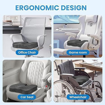 Grey Ergonomic Memory Foam U - Shaped Seat Cushion - Breathable Orthopedic Pressure Relief Pillow with ZIpper Cover & Handle (45 x 36 CM) - RnR Galore
