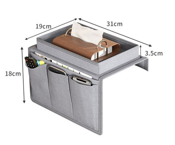 Grey Foldable Sofa Armrest Organizer With 3 - Zones - 20kg Load Capacity, Thickended Oxford Cloth Storage Bag for Dorms, Cars & Living Rooms - RnR Galore