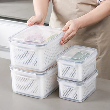 Grey Food - Grade Refrigerator Storage Container Set – Ventilated, Leak - Proof & Microwave - Safe Produce Keeper for Fruits, Vegetables & Meat (3 - Piece Set) - RnR Galore