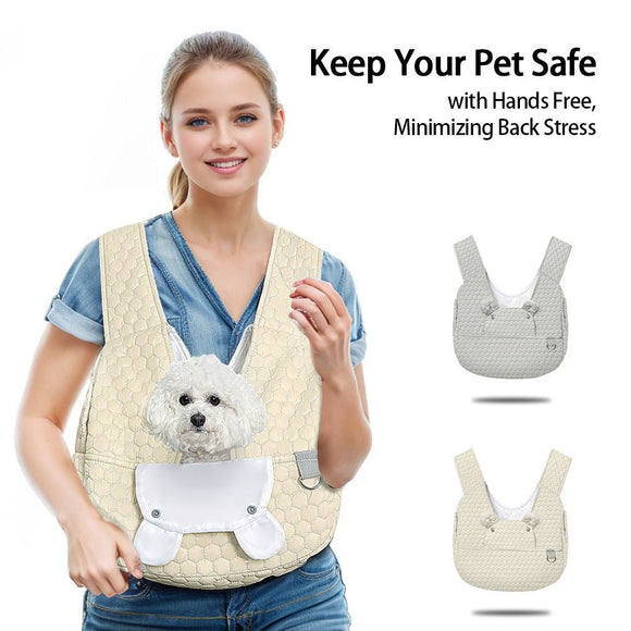 Grey Hands - Free Quilted Pet Carrier Sling - Soft & Comfortable Front Pack for Small Dogs and Cats - RnR Galore