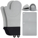 Grey Set BPA - Free Non - Slip Silicone Oven Mitts - Heat Resistant Gloves with Honeycomb Pattern for Kitchen Safety - RnR Galore