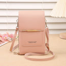Grey Women's Cute Mini PU Leather Crossbody Phone Bag (19x12x4cm) - Touch Screen Window, Vertical Style - RnR Galore