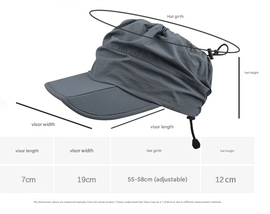 Grey Women's Foldable Sun Visor Cap Quick Dry Packable Empty Top Hat Adjustable Drawstring for Running Hiking and Summer Travel - RnR Galore