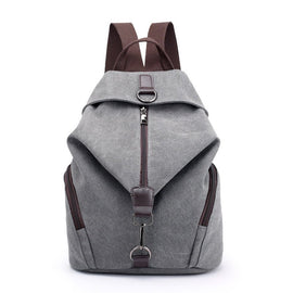 Grey Women's Vintage Canvas Backpack Casual Daypack Retro College School Bag Large Capacity Rucksack for Travel Work & Daily Use - RnR Galore