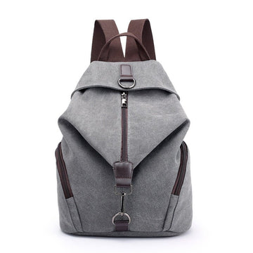 Grey Women's Vintage Canvas Backpack Casual Daypack Retro College School Bag Large Capacity Rucksack for Travel Work & Daily Use - RnR Galore
