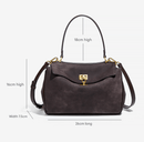 Grey Women's Vintage Suede Satchel Bag - Elegant Top Handle Purse with Gold Lock - RnR Galore